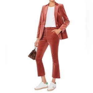 Frame Denim High Waist Velvet O-Ring Zip Flare Pant 0 Spice